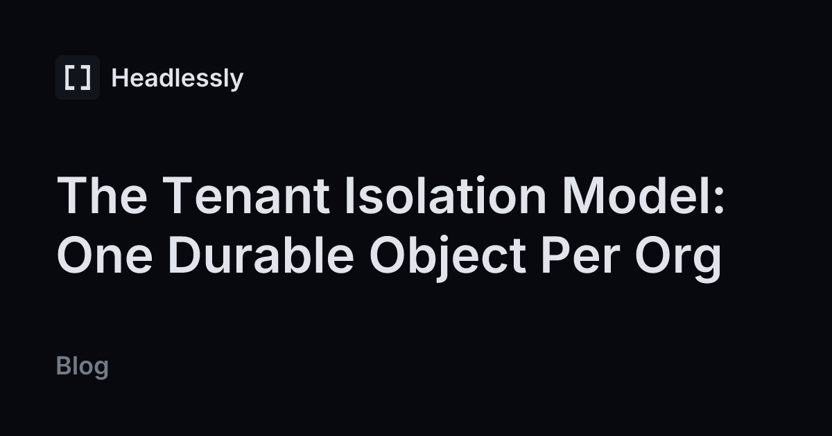 The Tenant Isolation Model: One Durable Object Per Org — headless.ly